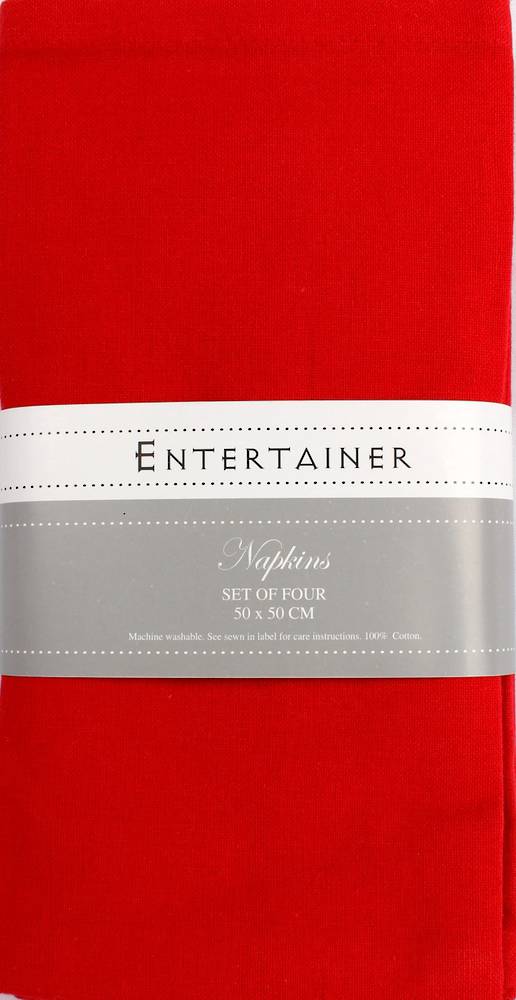 "Entertainer" napkins 50x50cm set of four red. Code: NAP-ENT/SET/RED.